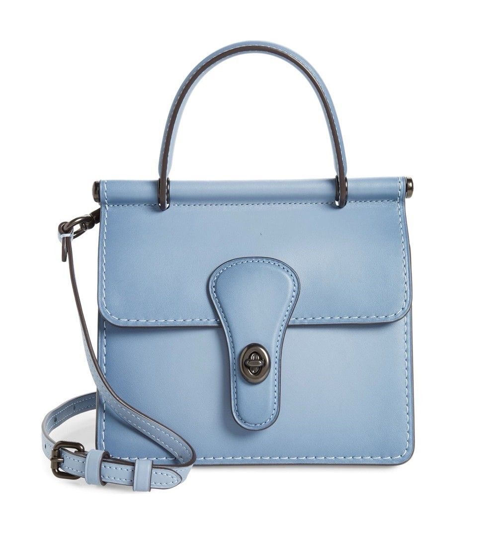 RARE! Coach 1941 Willis Top Handle 18 Leather Satchel Crossbody Bag Blue 89225